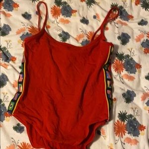 F21 red bodysuit